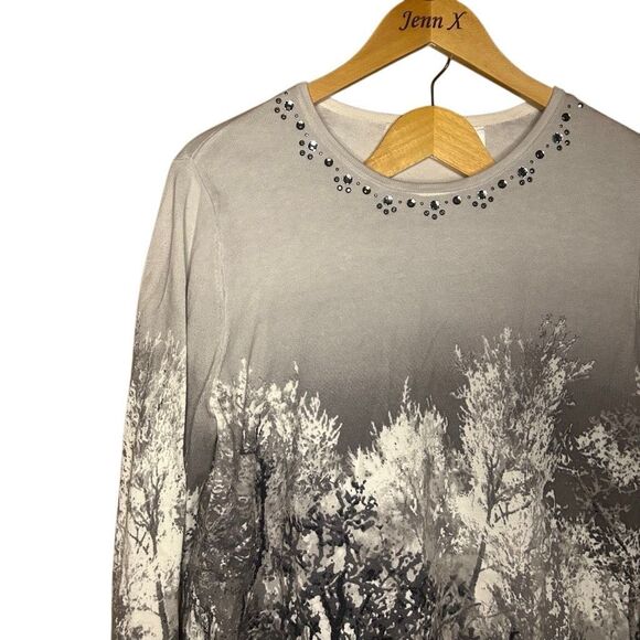 Alfred Dunner Gray Long Sleeve Top Size L & Trouser Pants Size 12 Coords Set - Picture 2 of 12